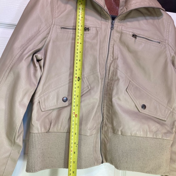 Beverly Hills Polo Club Women’s Tan Faux Leather Short Bomber Jacket Junior Xl - Picture 14 of 16